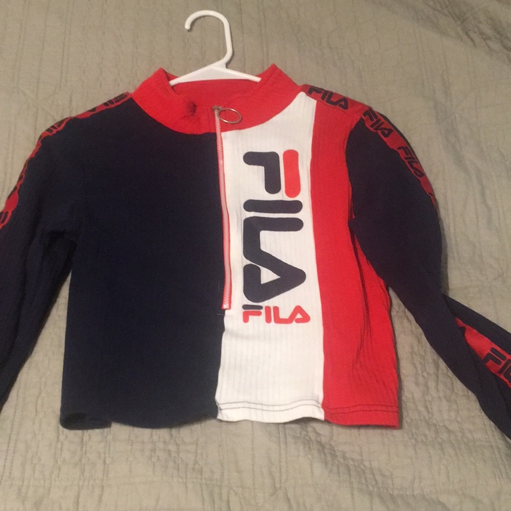 Fila zip up crop top